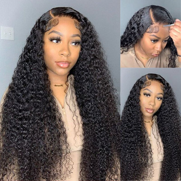 Flash Sale $100 Off Sunber Afro Kinky Curly 5x5 HD Transparent Lace Closure Wig 180% Density Glueless Human Hair Wig