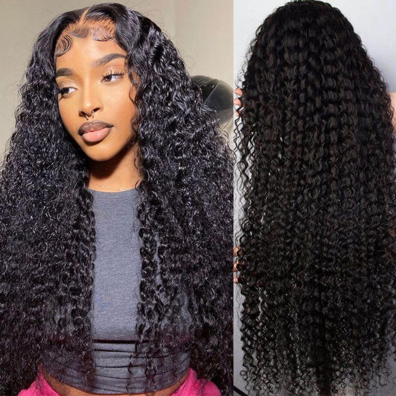 Sunber Afro Kinky Curly 5x5 HD Transparent Lace Closure Wig 180% Density Glueless Human Hair Wig
