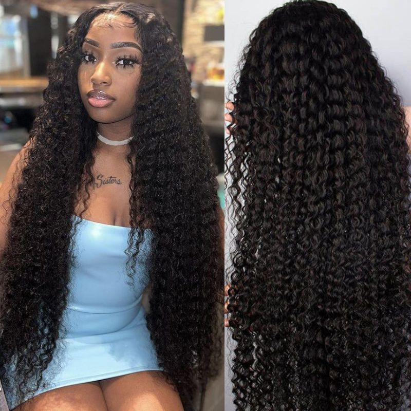 Sunber Afro Kinky Curly 5x5 HD Transparent Lace Closure Wig 180% Density Glueless Human Hair Wig