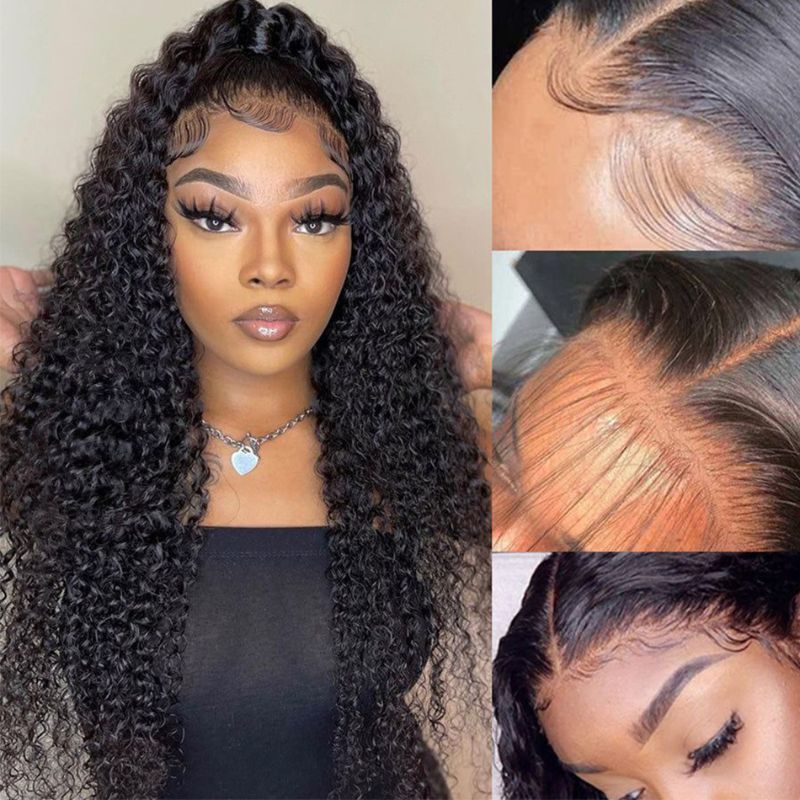 Sunber Afro Kinky Curly 5x5 HD Transparent Lace Closure Wig 180% Density Glueless Human Hair Wig