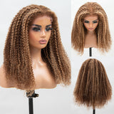 Sunber 4C Kinky Curly Honey Blonde Highlight 13*4 Lace Front Wig Human Hair Natural Density