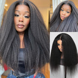 Flash Sale Sunber Kinky Straight Pre-Cut Lace Bye Bye Knots Human Hair Wig With Breathable Cap