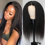 Flash Sale Sunber Kinky Straight Pre-Cut Lace Bye Bye Knots Human Hair Wig With Breathable Cap