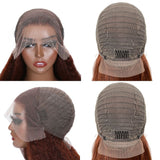 Sunber $100 Off Kinky Straight Reddish Brown Lace Front Wig Dark Auburn Copper Color Human Hair Wigs