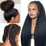 Sunber 4C Hairline Kinky Straight Lace Wig 13X4 Lace Front Human Hair Wigs Yaki Straight Wigs With Baby Hair Huge Sale