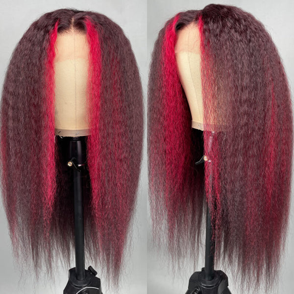 Sunber Burgundy Highlights Colored Wig