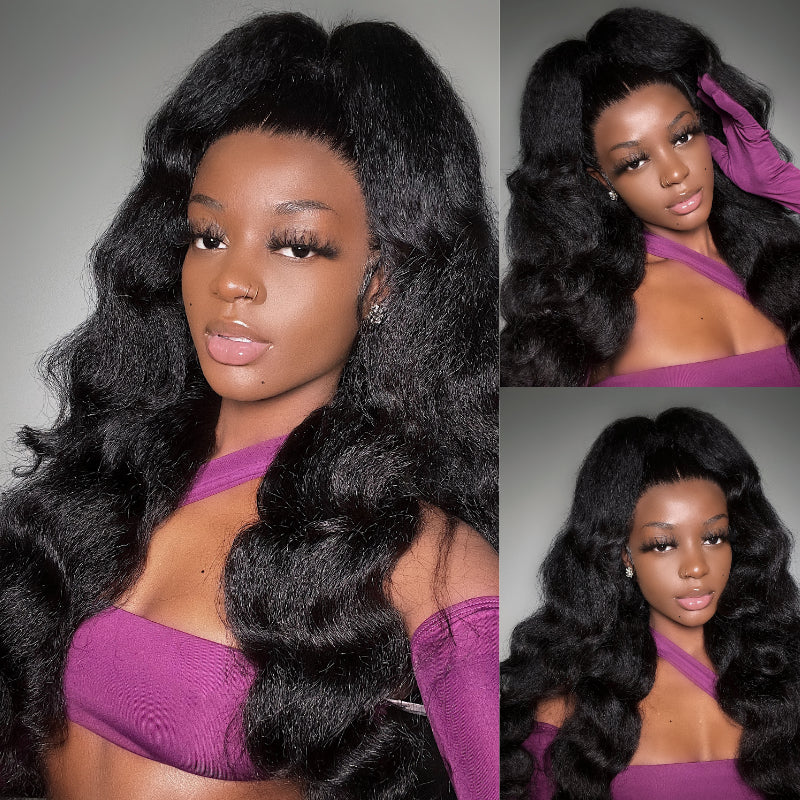 Sunber 4C Hairline Kinky Straight Lace Wig 13X4 Lace Front Human Hair Wigs Yaki Straight Wigs With Baby Hair Huge Sale