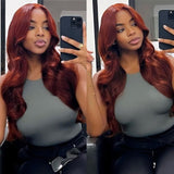 Sunber Body Wave HD Lace Closure Wig Reddish Brown Human Hair Wavy Lace Wig