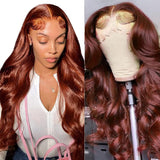 Sunber Body Wave HD Lace Closure Wig Reddish Brown Human Hair Wavy Lace Wig