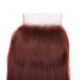 Sunber 1 Pc Reddish Brown Straight Human Hair 4x4 Free Part Lace Closure