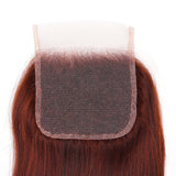Sunber 1 Pc Reddish Brown Straight Human Hair 4x4 Free Part Lace Closure
