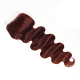 Sunber 1pcs Reddish Brown Body Wave 4x4 Lace Closure