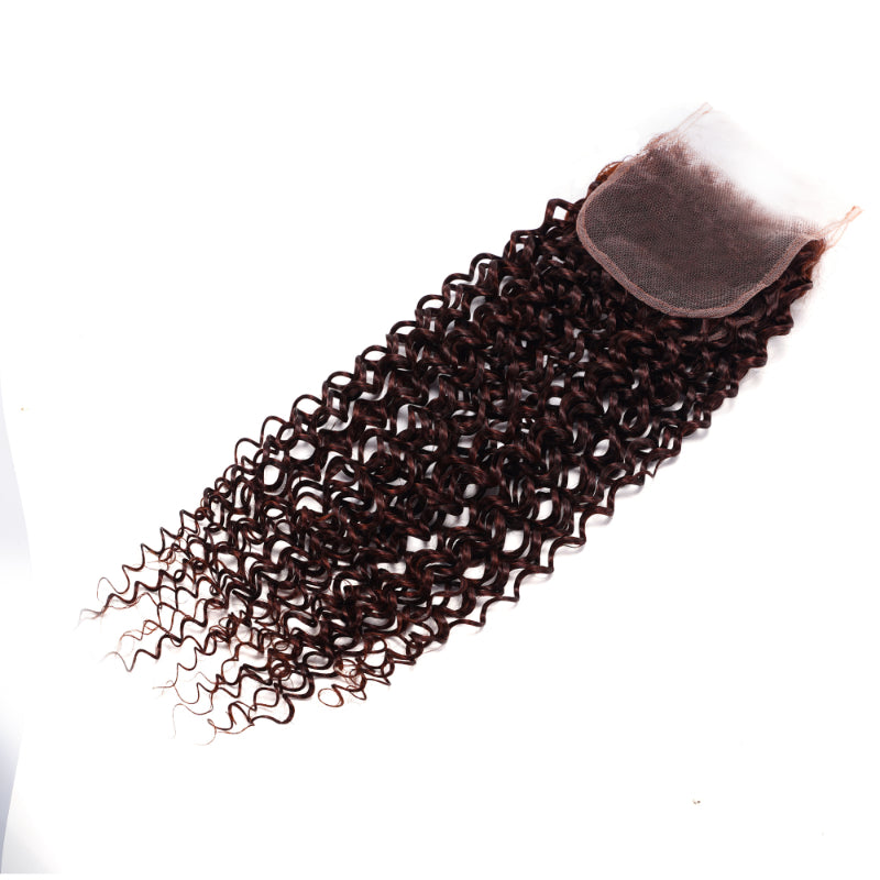 Sunber 1pcs Reddish Brown Jerry Curly 4x4 Lace Closure