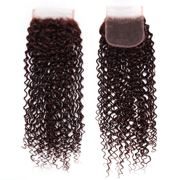 Sunber 1pcs Reddish Brown Jerry Curly 4x4 Lace Closure