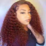 Flash Sale Sunber Reddish Brown Deep Wavy 13x4 Lace Front Wigs Autumn Breeze Human Hair Wigs