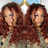 Flash Sale Sunber Reddish Brown Deep Wavy 13x4 Lace Front Wigs Autumn Breeze Human Hair Wigs