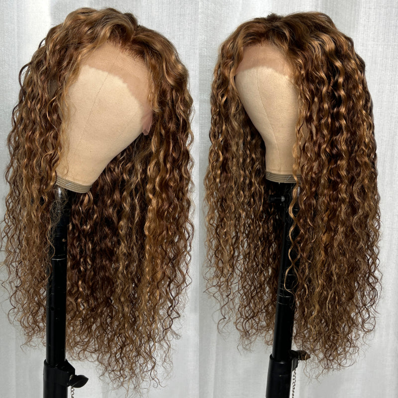 Sunber Water Wave Honey Blonde Highlighted 13x4 Lace Front Wig With Trend Color Wig