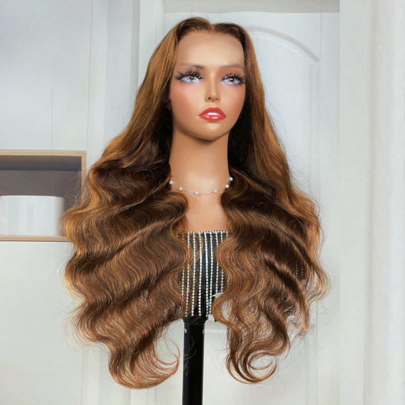 Sunber Mix Highlight Brow Body Wave Lace Frontal Human Hair Wigs