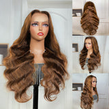 Sunber Mix Highlight Brow Body Wave Lace Frontal Human Hair Wigs