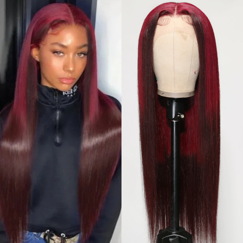 Sunber Burgundy Cherry Red Lace Wig