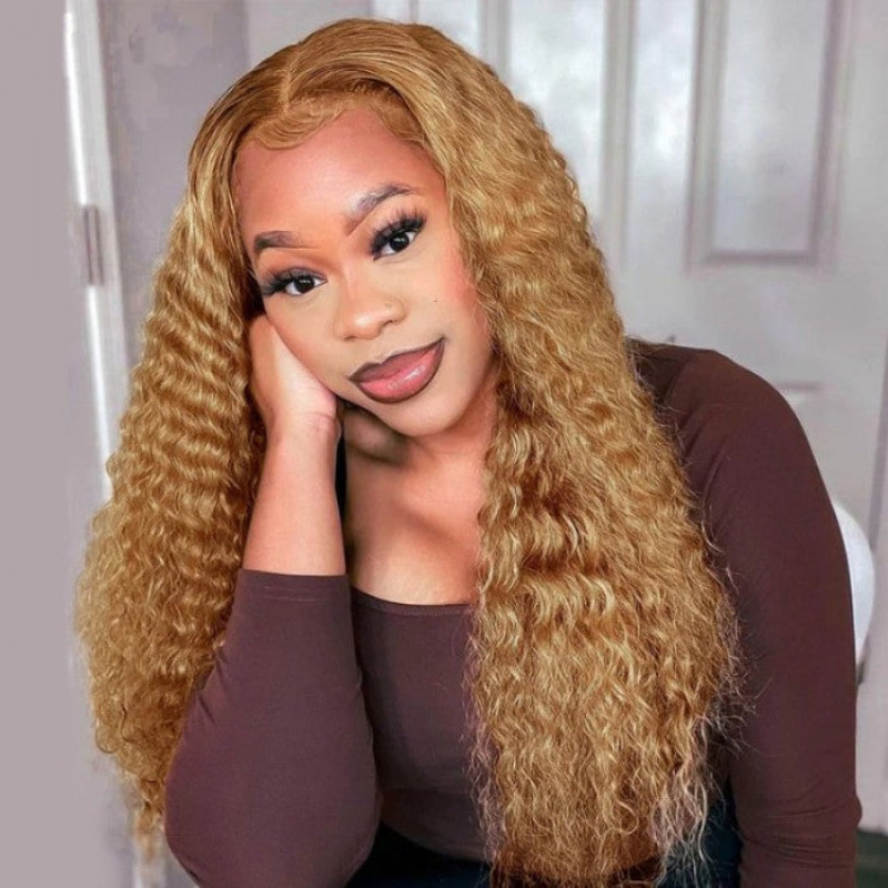 Sunber Honey Blonde Water Wave 13x4 Lace Front Wig With Baby Hair For Women