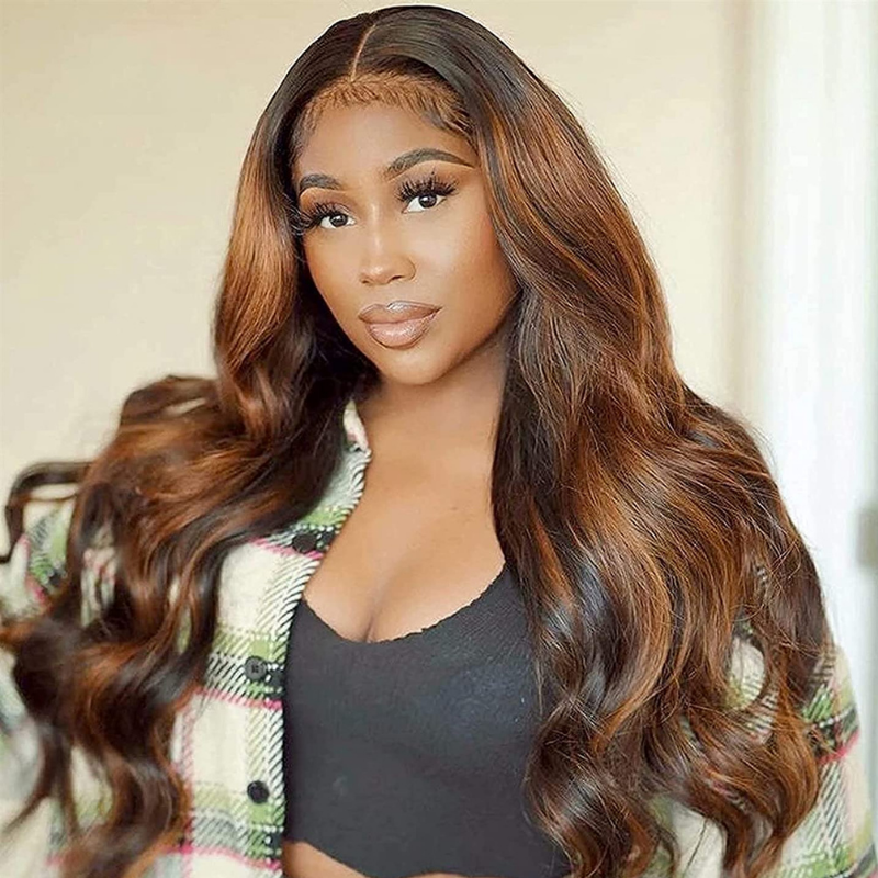 Balayage Highlight Body Wave Lace Front Wig – Sunber