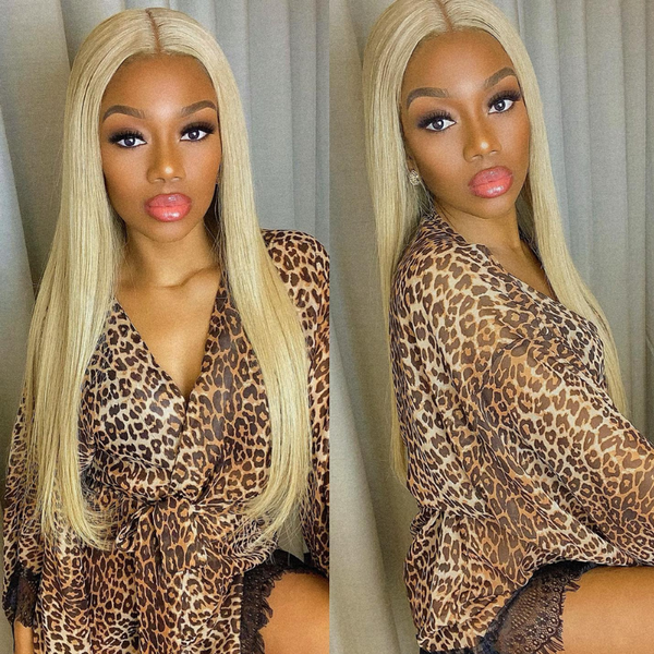 Sunber Hair 613 Blonde Color Lace Frontal Wigs Pre Plucked Straight Human Hair Wigs Virgin Human Hair Wig 150% Density