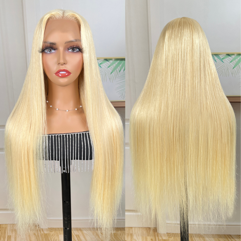 Sunber Hair 613 Blonde Color Lace Frontal Wigs Pre Plucked Straight Human Hair Wigs Virgin Human Hair Wig 150% Density