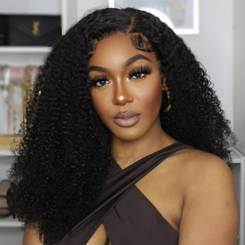 Sunber 4C Kinky Edge Kinky Curly Skin Melt Lace Front Wigs Natural Hairline Lace Closure Human Hair Wigs Pre Plucked Flash Sale