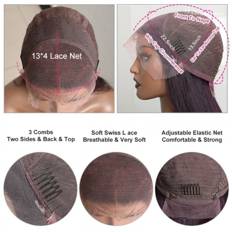 Sunber Cinnamon Brown Loose Wave Shoulder-Length 13x4 Lace Front Wig Human Hair