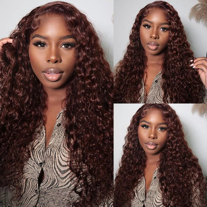 50% OFF Sunber Reddish Brown Jerry Curly 13x4 Lace Front Wig Real Human Hair