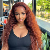 Sunber Reddish Brown Wet And Wavy 13*4 Lace Front Wigs Water Wave Pre-Plucked Human Hair Wigs Flash Sale