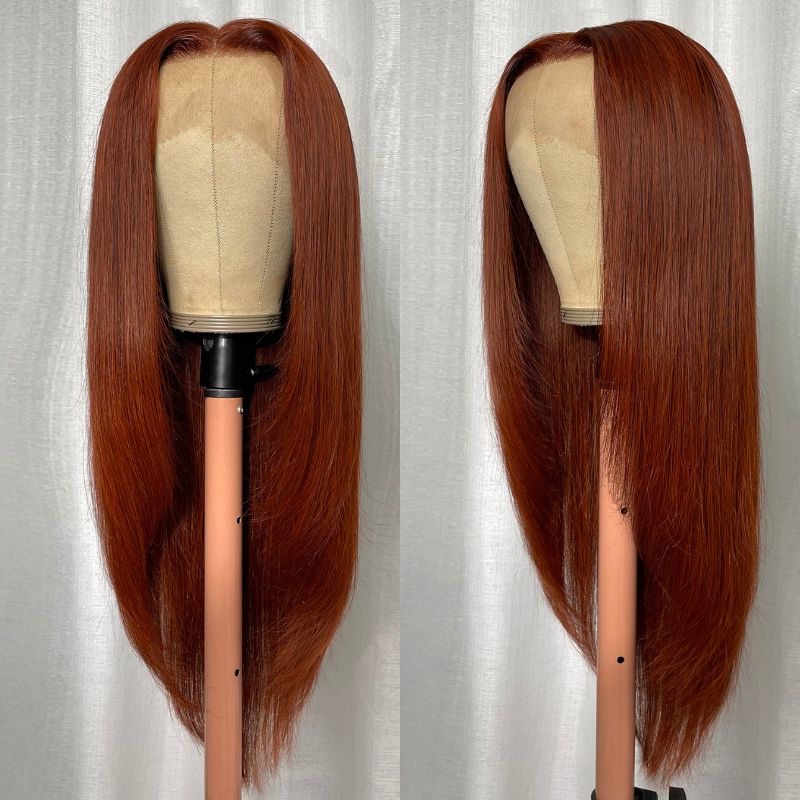 Flash Sale Sunber Reddish Brown Layered Cut 13x4 Lace Wig Human Hair Wig Pre-plucked