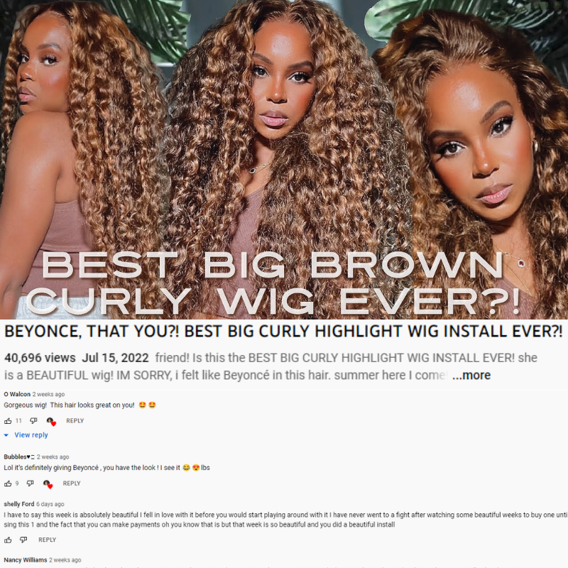 BOGO Sunber Brown Highlight Big Curly 13x4 Lace Frontal Wigs