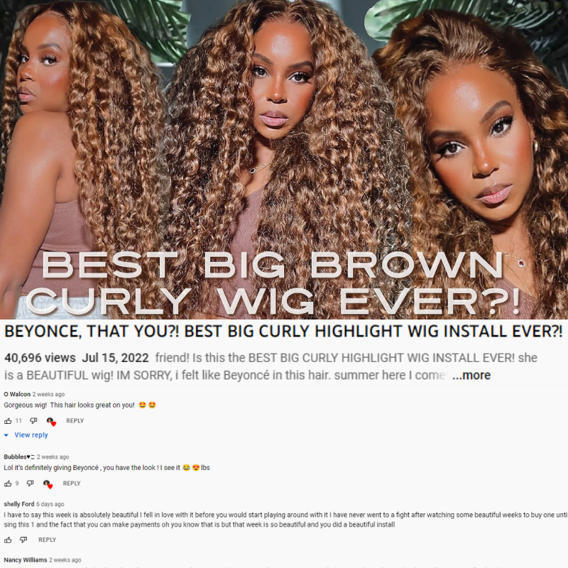 [22"=$169] Flash Sale Sunber Piano Brown Highlight Big Curly 13*4 Lace Frontal Wigs Water Wave Wig