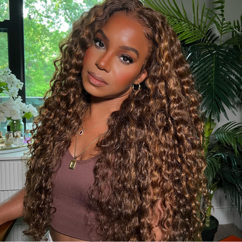 Sunber $100 Off Piano Brown Highlight Water Wave 13*4 Lace Frontal Wigs
