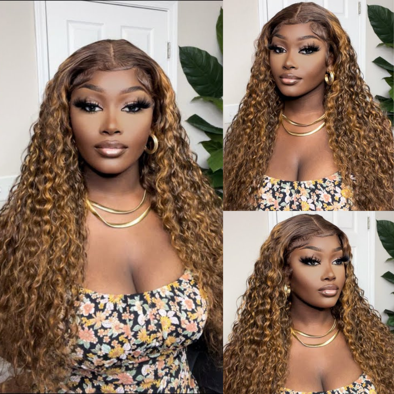 BOGO Sunber Brown Highlight Big Curly 13x4 Lace Frontal Wigs