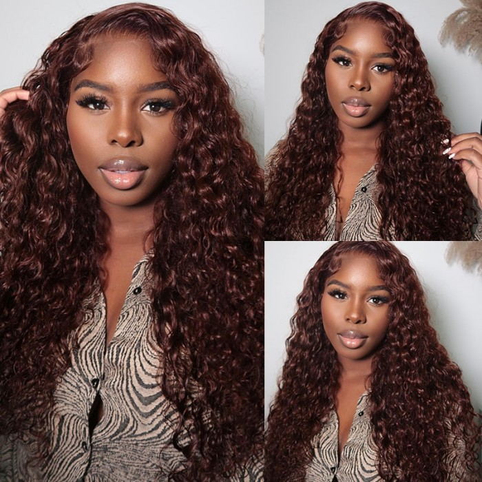 Sunber Reddish Brown Wet And Wavy 13*4 Lace Front Wigs Water Wave Pre-Plucked Human Hair Wigs Flash Sale