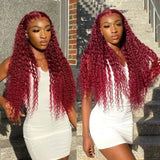 Clearance Sale Jerry Curly Burgundy 99J Lace Wig Red Human Hair Wigs Flash Sale