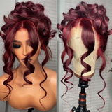Sunber Dark 99J Burgundy Color 13x4 Lace Front Wigs Pre Plucked Long Straight Human Hair Wigs