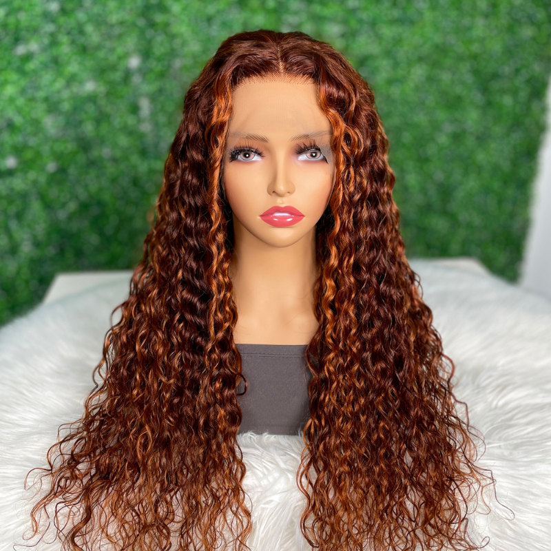 Clearance Sale Sunber 180% Density Brown Highlighted Wet And Wavy Lace Front Wigs Pre-Plucked Human Hair Flash Sale