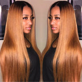 Sunber Ombre Light Auburn Straight 5x5 HD Lace Closure Wig With Pre-Plucked Hairline