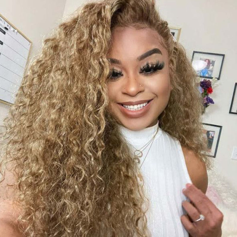 Sunber Honey Blonde Water Wave 13x4 Lace Front Wig With Baby Hair For Women