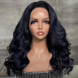 Sunber Dark Silver Blue Color 13x4 Lace Front Wig With Loose Wave Human Hair