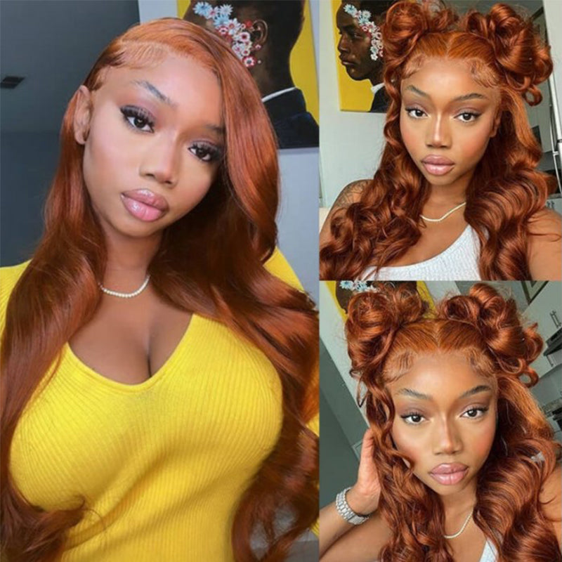 Sunber Copper Brown Body Wave 13x4 Lace Front Wigs  Pre-Plucked With Babyhair