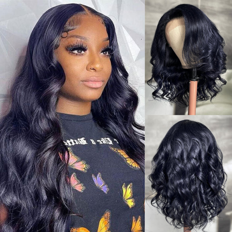 Sunber Dark Silver Blue Color 13x4 Lace Front Wig With Loose Wave Human Hair