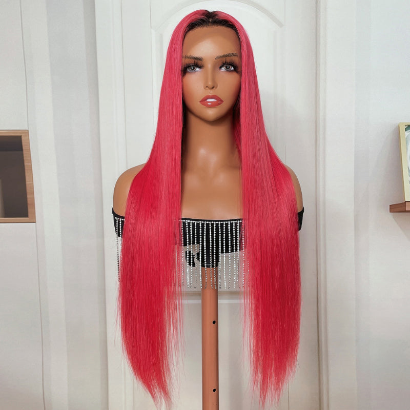 Sunber Straight Ombre Light Pink 13x4 Lace Front Wig With Baby Hair For Women