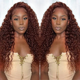 Sunber Reddish Brown Water Wave 13x4 Lace Front Wigs Autumn Breeze Human Hair Wigs  Flash Sale 180% Density Flash Sale