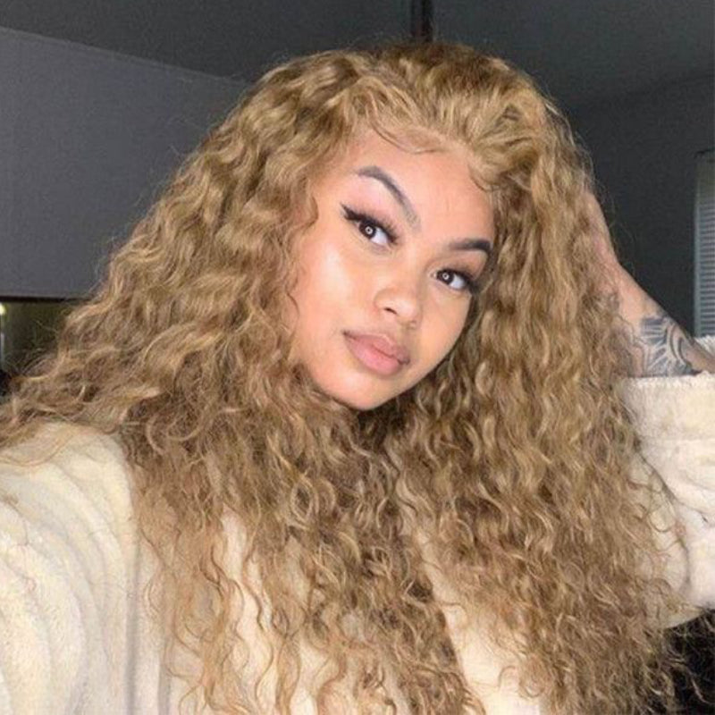 Sunber Honey Blonde Water Wave 13x4 Lace Front Wig With Baby Hair For Women