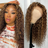 Sunber Water Wave Honey Blonde Highlighted 13x4 Lace Front Wig With Trend Color Wig